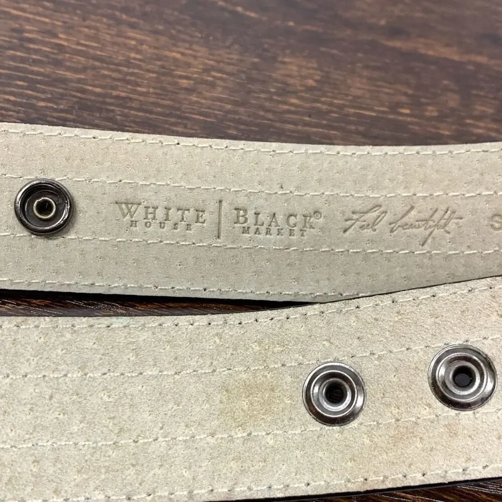 White House Black Market Women's 3 Snap Leather Belt Black And White Size Small